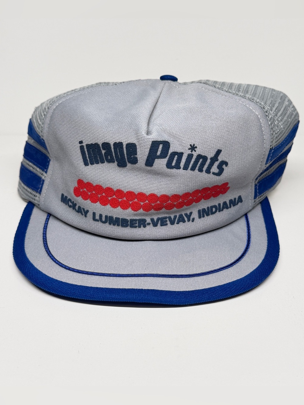 Vintage 3 Stripe Image Paints Indiana Mesh Trucker Hat SnapBack Made In USA